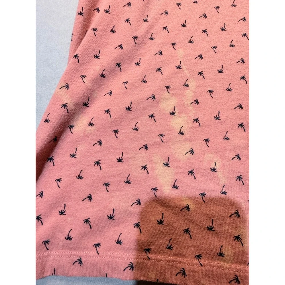 Old Navy Mens Soft Washed Polo Shirt Large Pink Palm Tree Print Short Sleeve - Picture 4 of 4